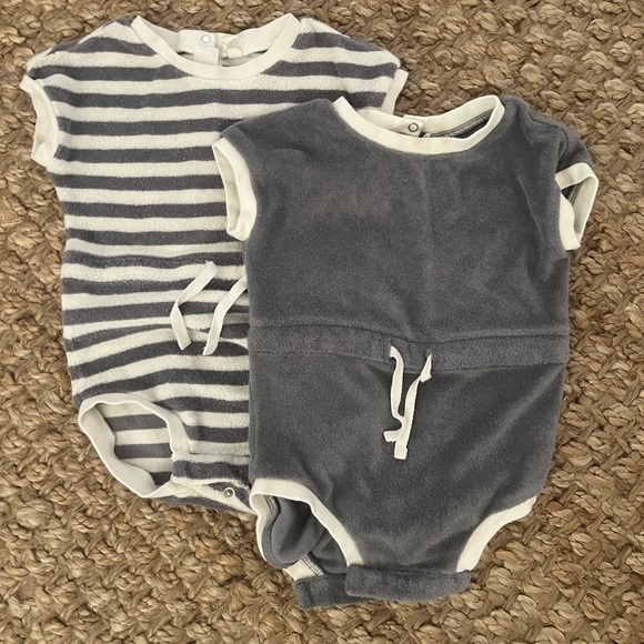 Quincy Mae Other - Quincy Mae Gray and Striped Kids Terri One Pieces